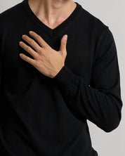 Maglia a V in lana merinos