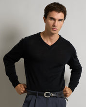 Maglia a V in lana merinos