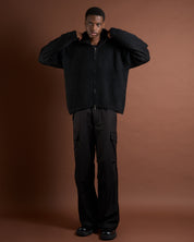 Cardigan in maglia con zip e cappuccio in lana mohair