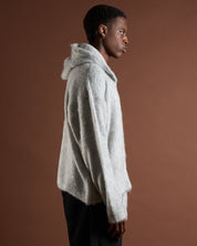 Cardigan in maglia con zip e cappuccio in lana mohair