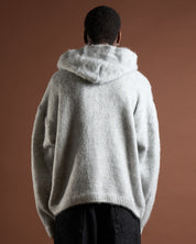 Cardigan in maglia con zip e cappuccio in lana mohair