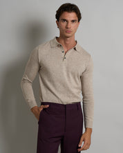 Polo con bottoni manica lunga