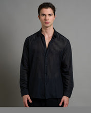Camicia a righe con struttura sheer