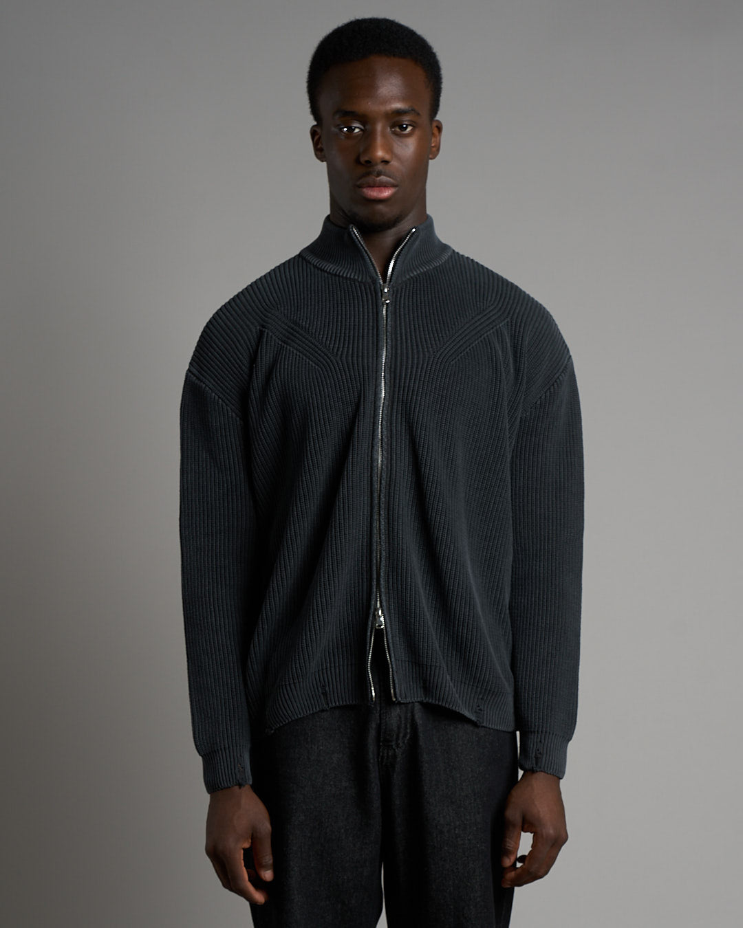 Maglia in cotone con zip  effetto old