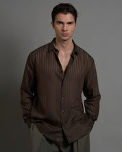 Camicia a righe con struttura sheer