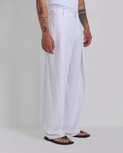Pantalone Wide Fit con pieghe in lino