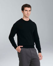 Pullover girocollo in misto cashmere