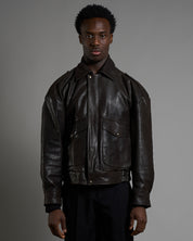 Giacca in pelle over effetto vintage