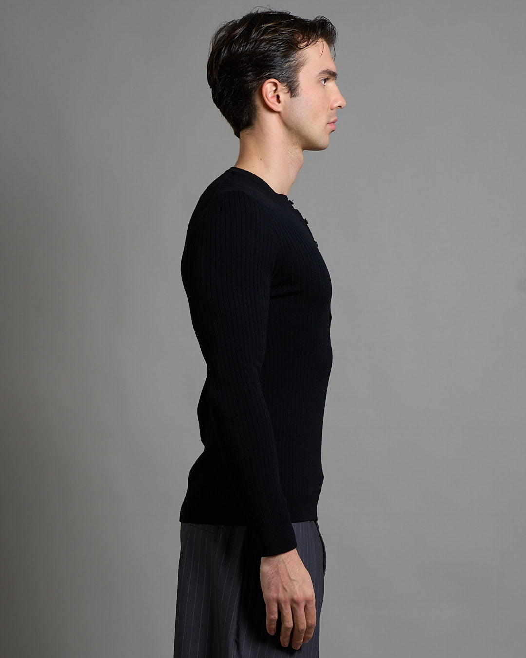 Maglia serafino a coste