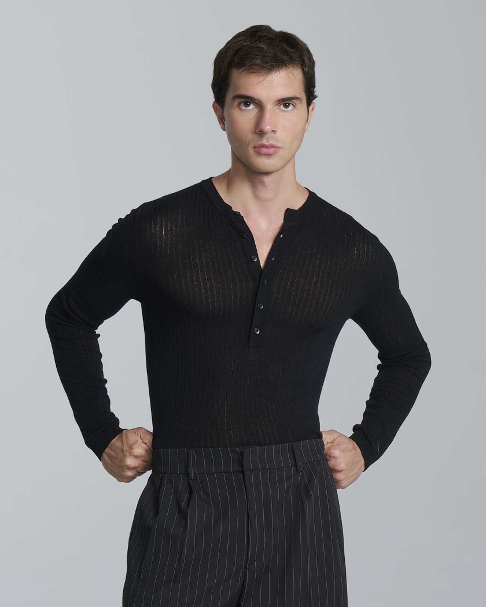Maglia serafino a coste