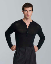 Maglia serafino a coste