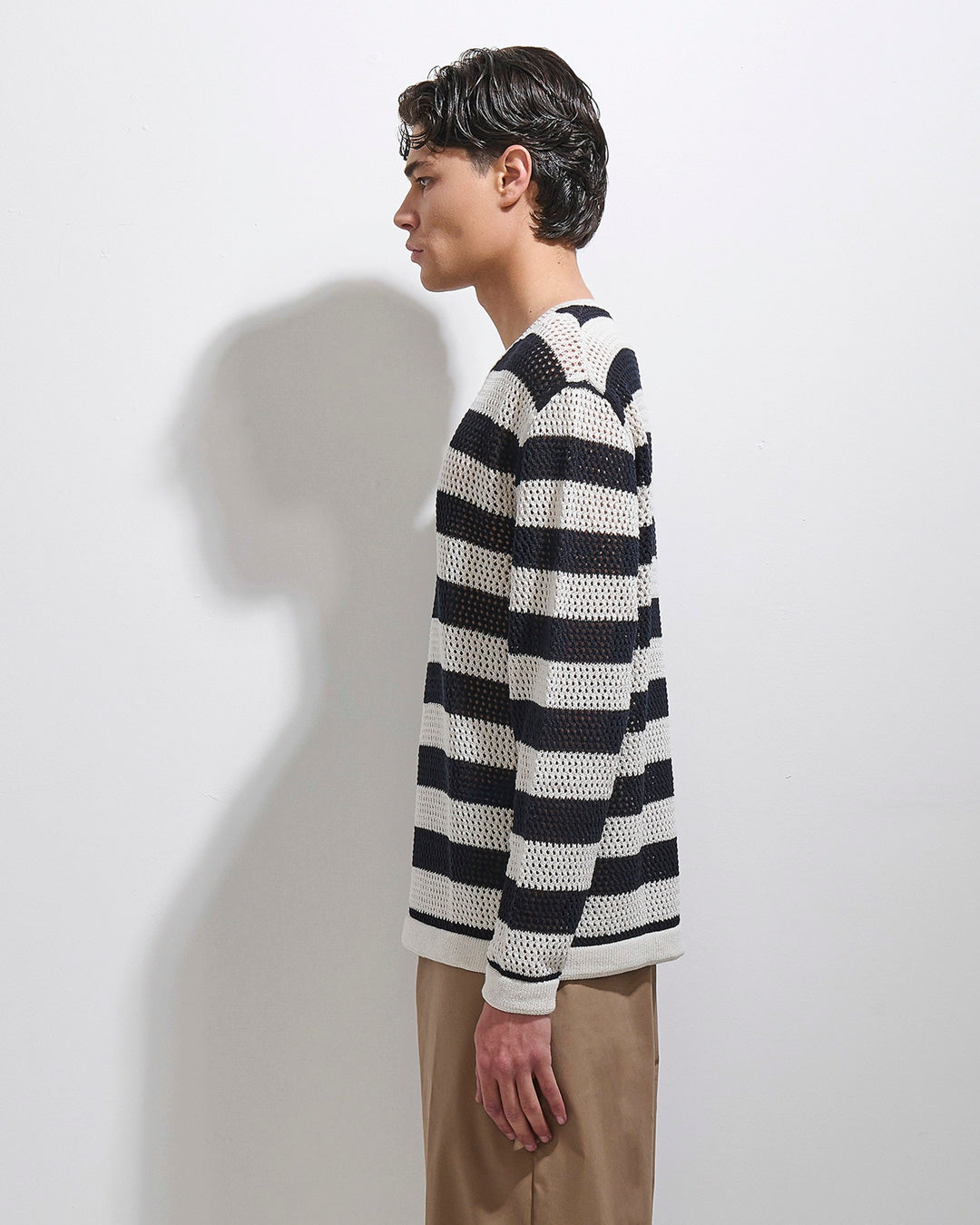 Maglia Serafino traforata in filo