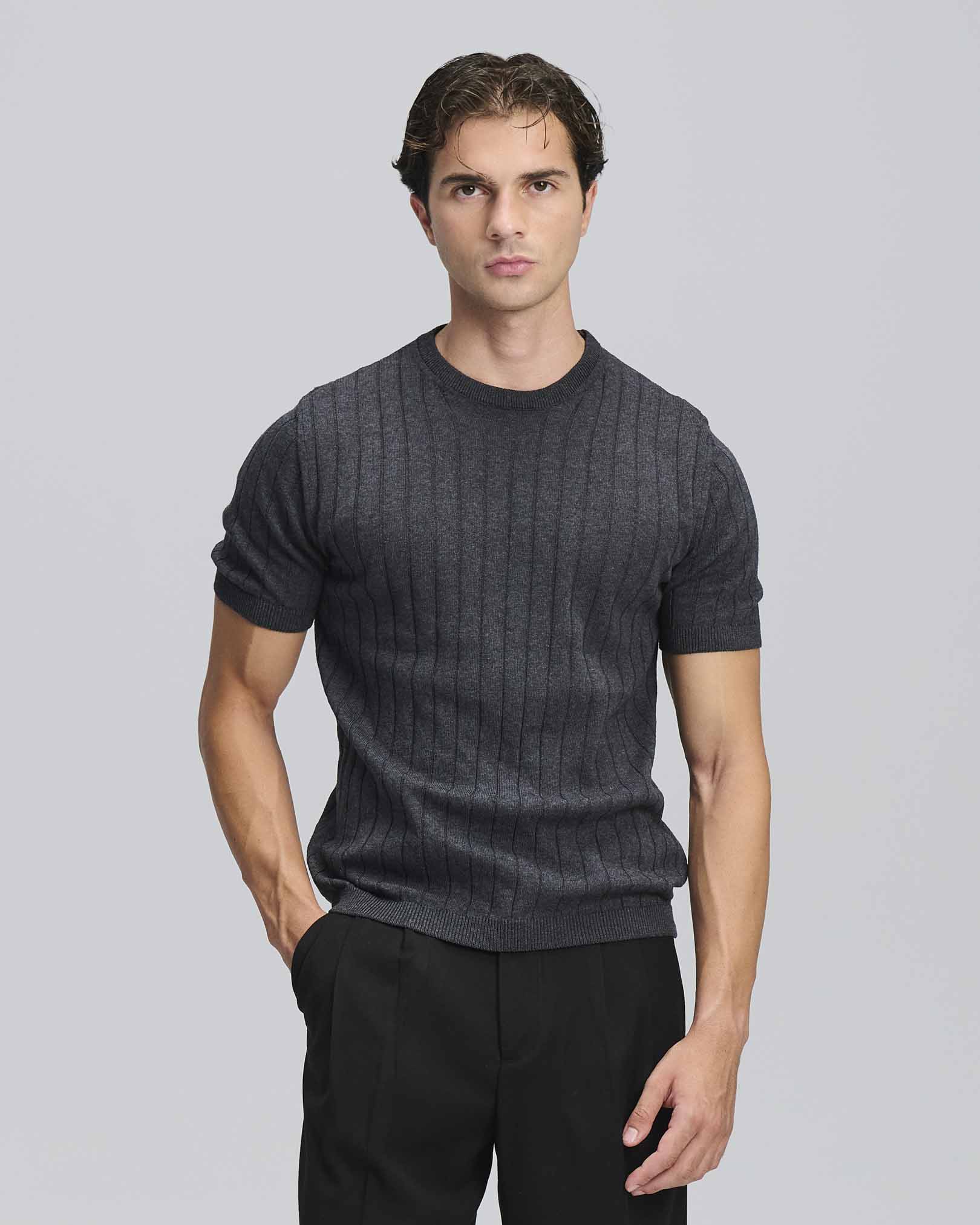 T-Shirt in maglia a coste