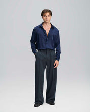 Pantalone Wide Fit Limited Edition gessato blu