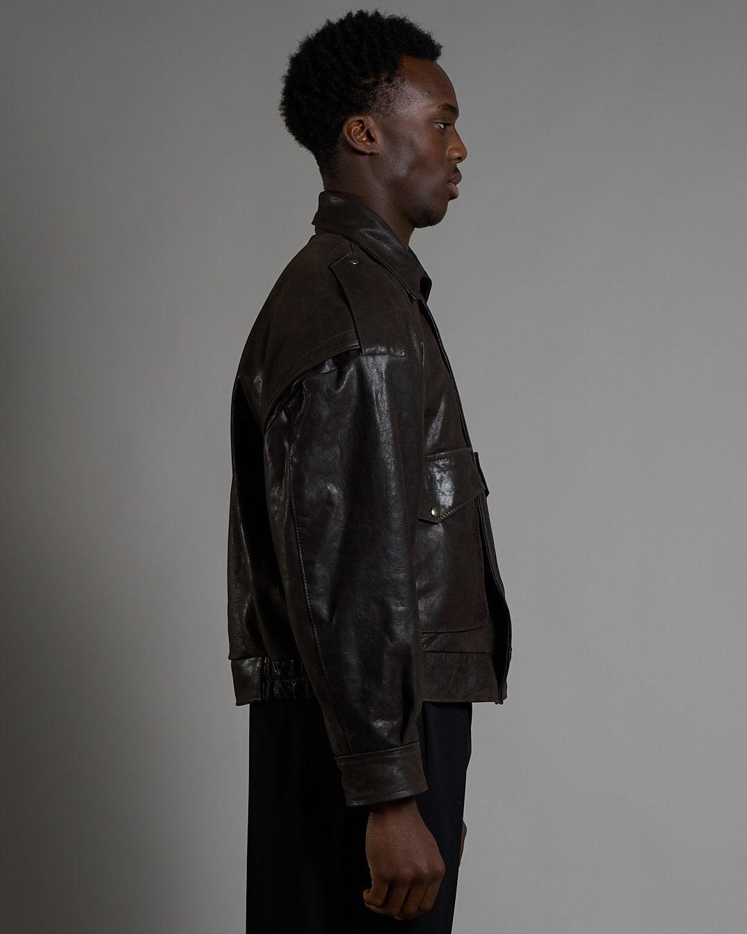 Giacca in pelle over effetto vintage