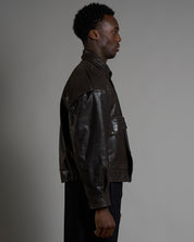 Giacca in pelle over effetto vintage