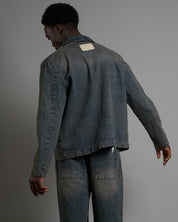 Giacca in denim sabbiato cropped