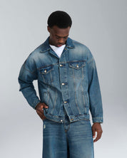 Giubbotto in jeans used sabbiato
