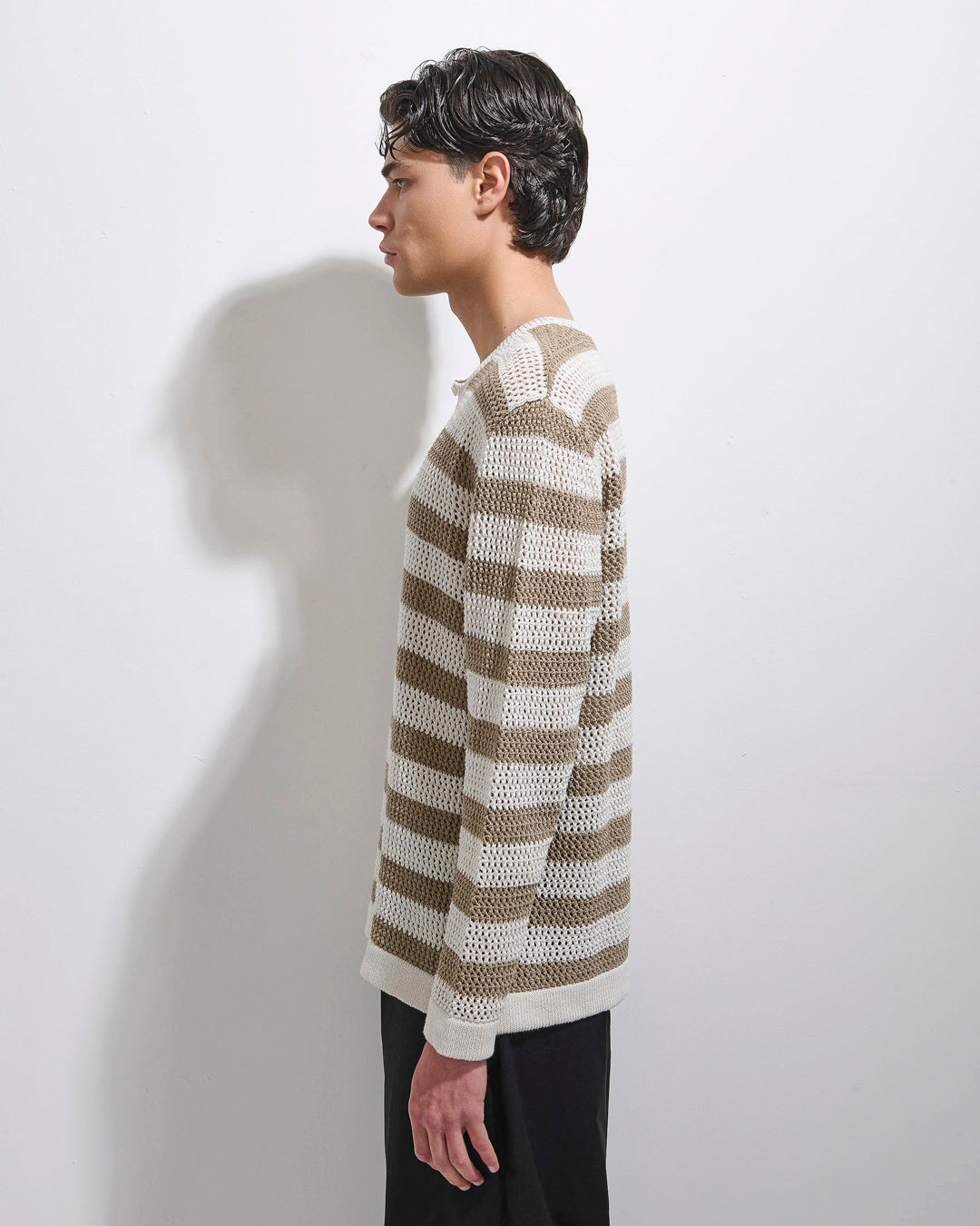 Maglia Serafino traforata in filo
