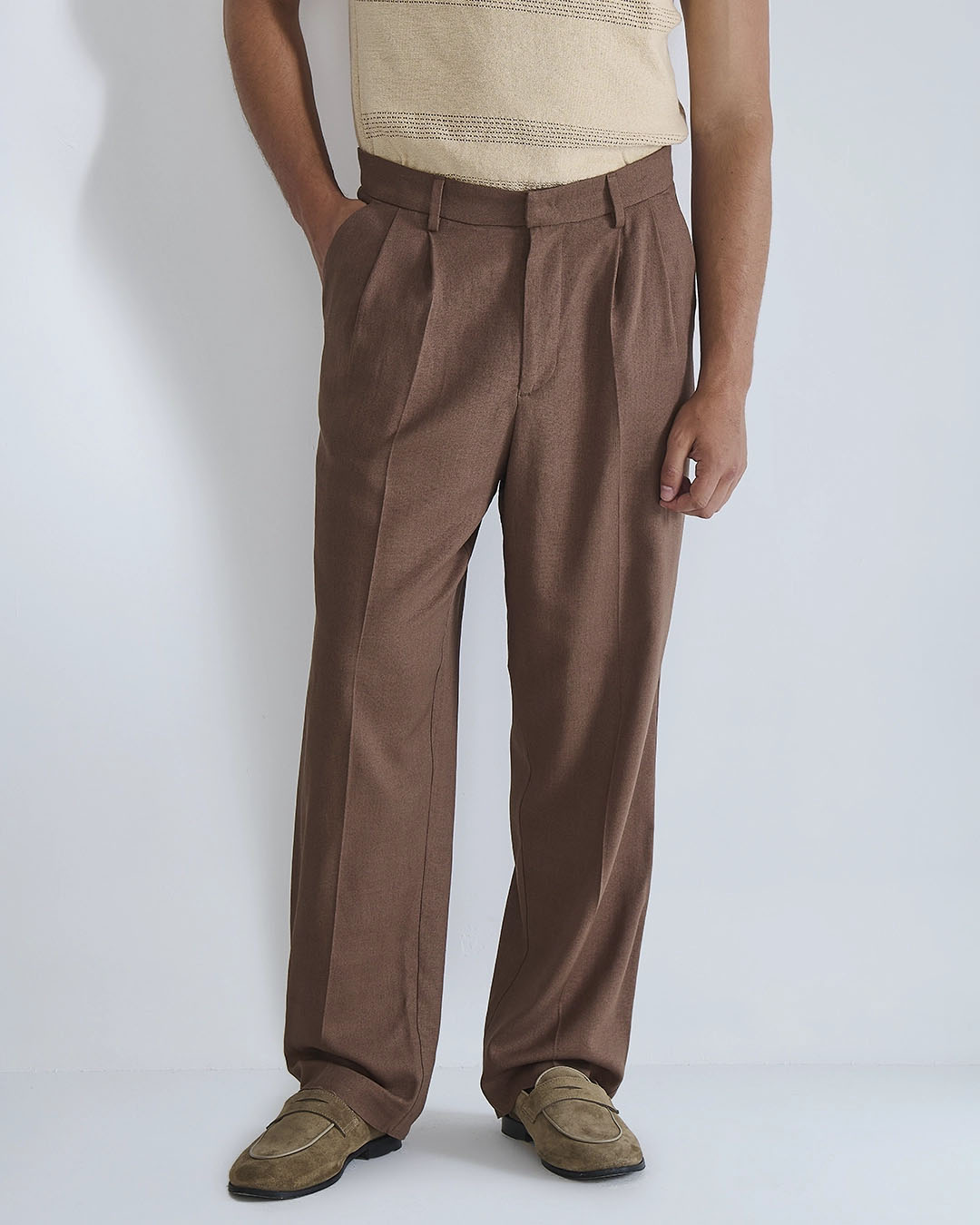Pantalone wide fit in lino