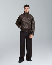 Bomber in pelle relax fit