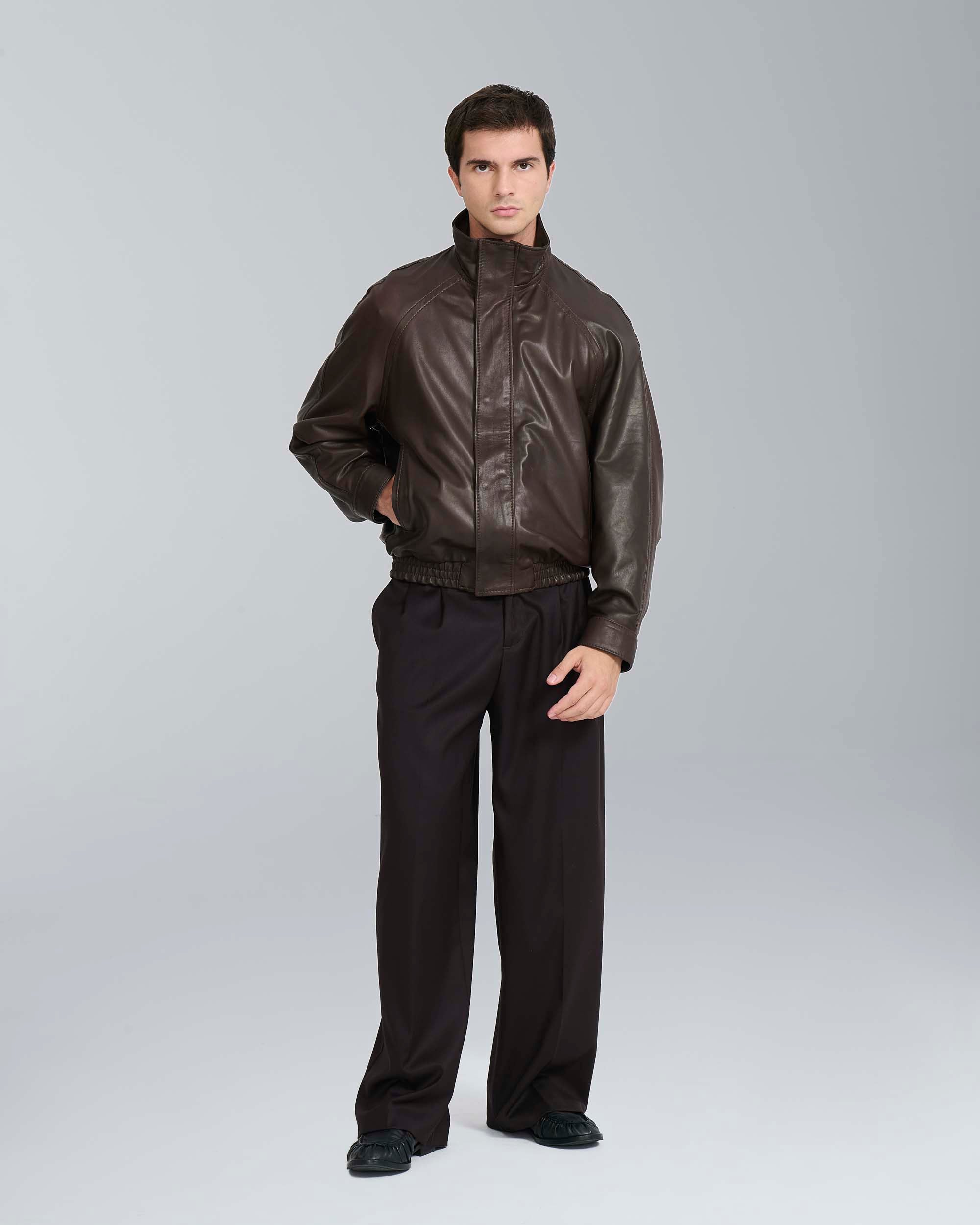 Bomber in pelle relax fit
