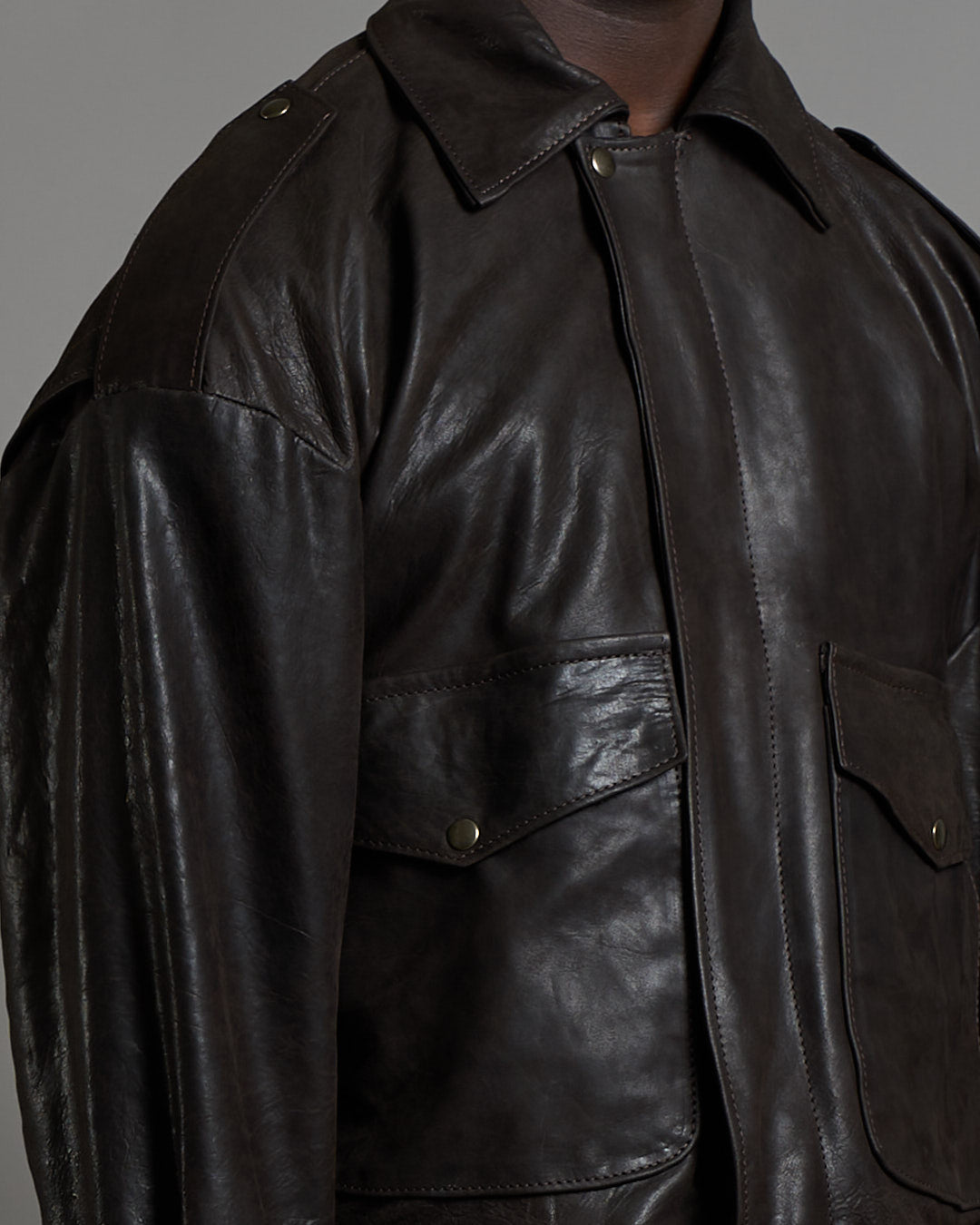 Giacca in pelle over effetto vintage