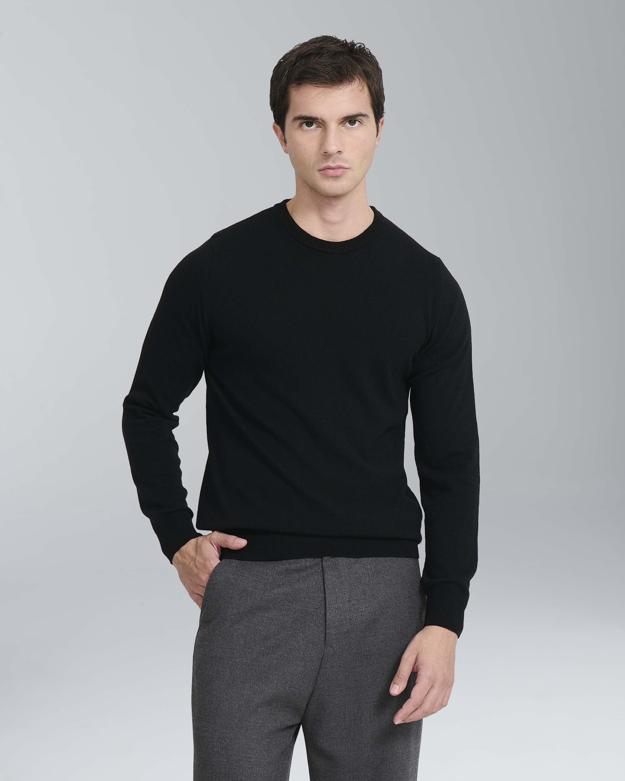 Pullover girocollo in misto cashmere