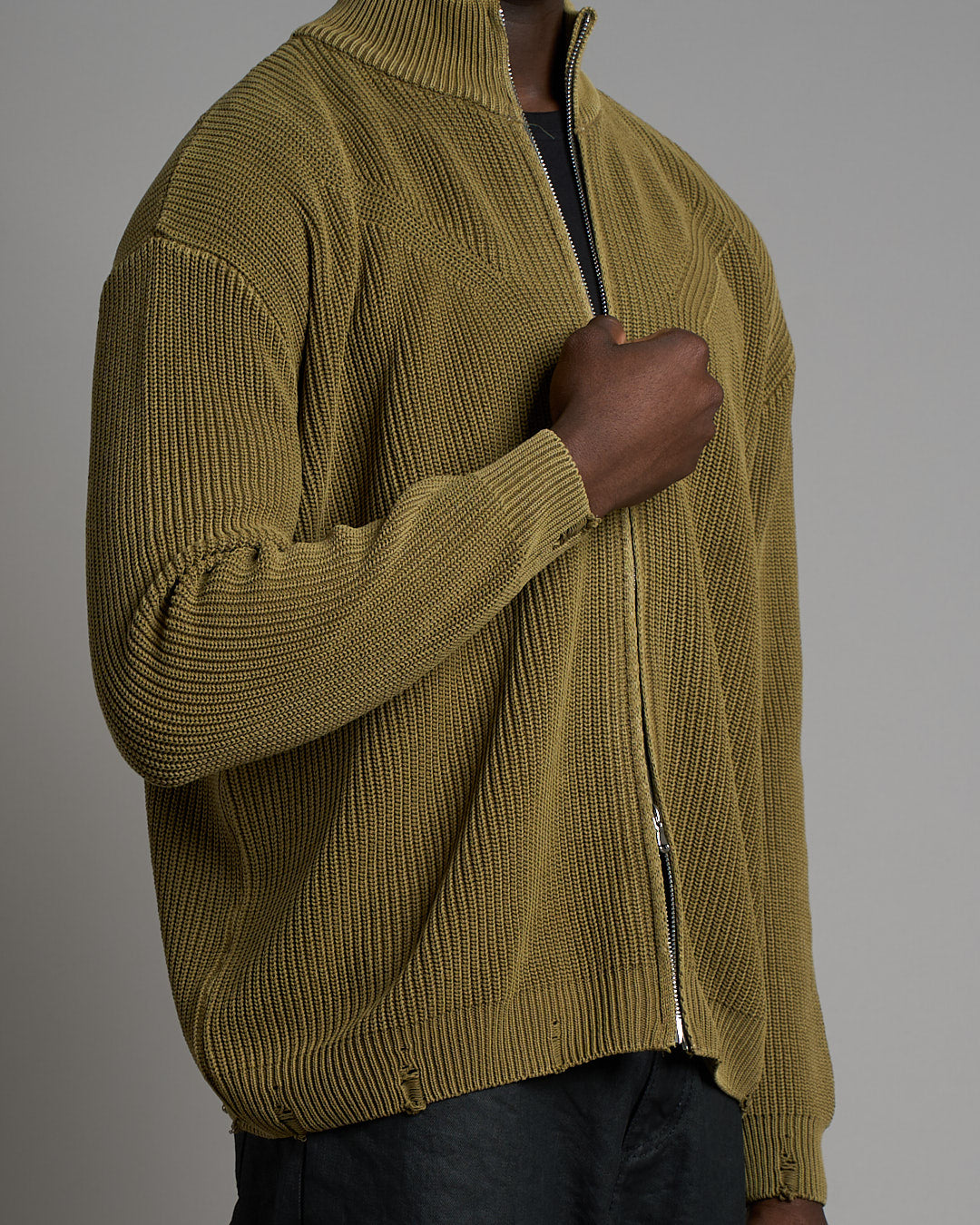 Maglia in cotone con zip effetto old
