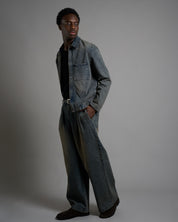 Giacca in denim sabbiato cropped