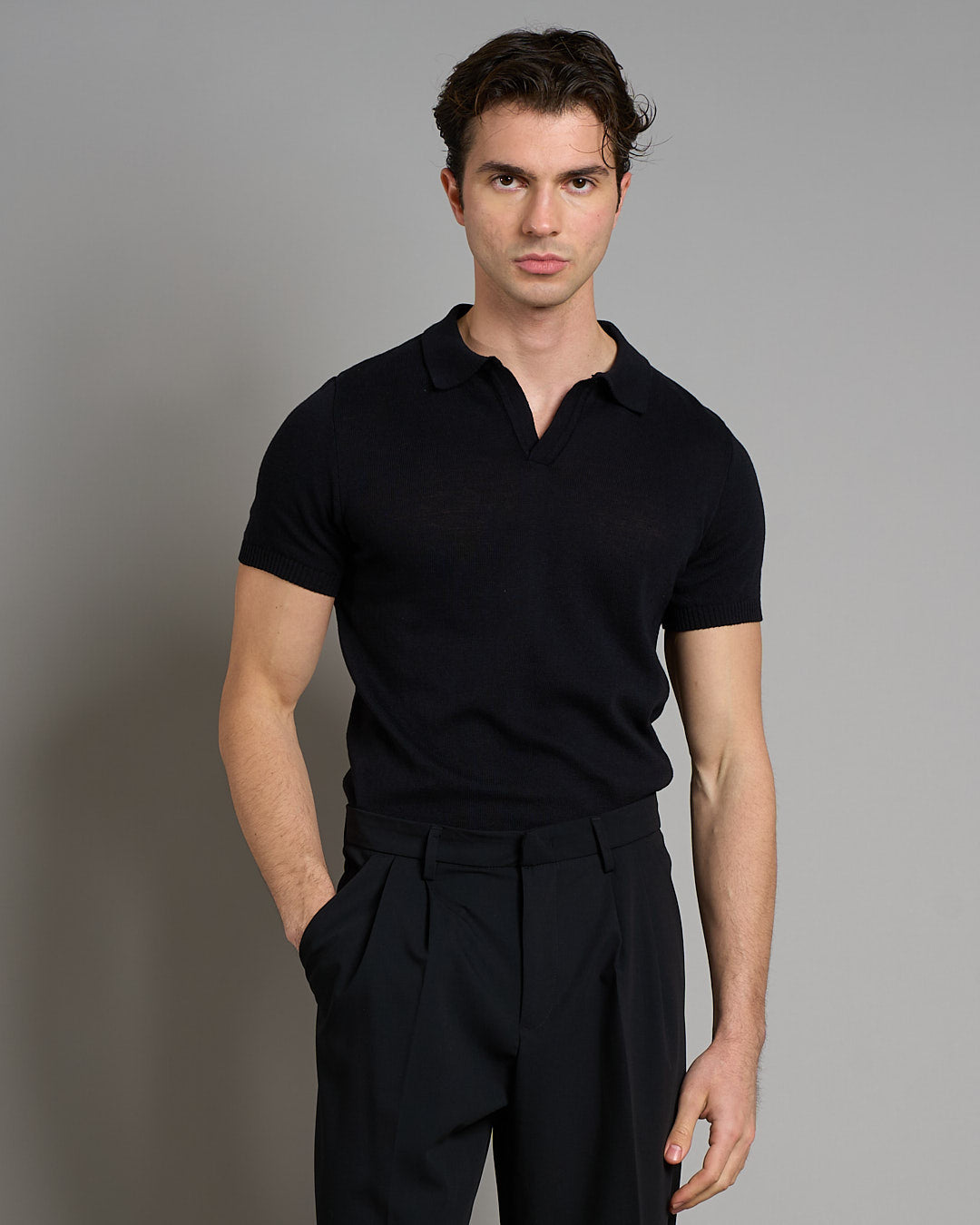 Polo senza bottoni mezza manica