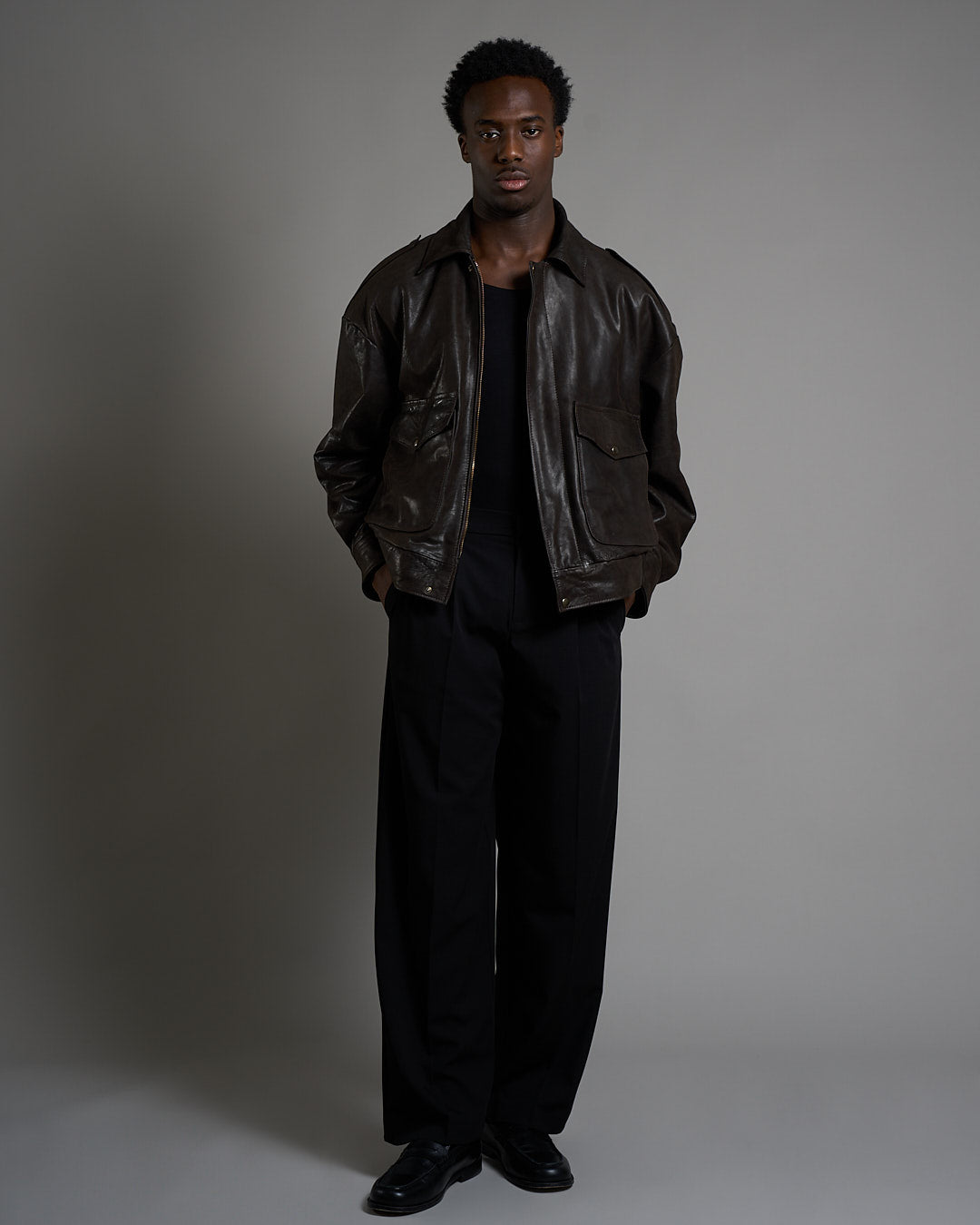 Giacca in pelle over effetto vintage