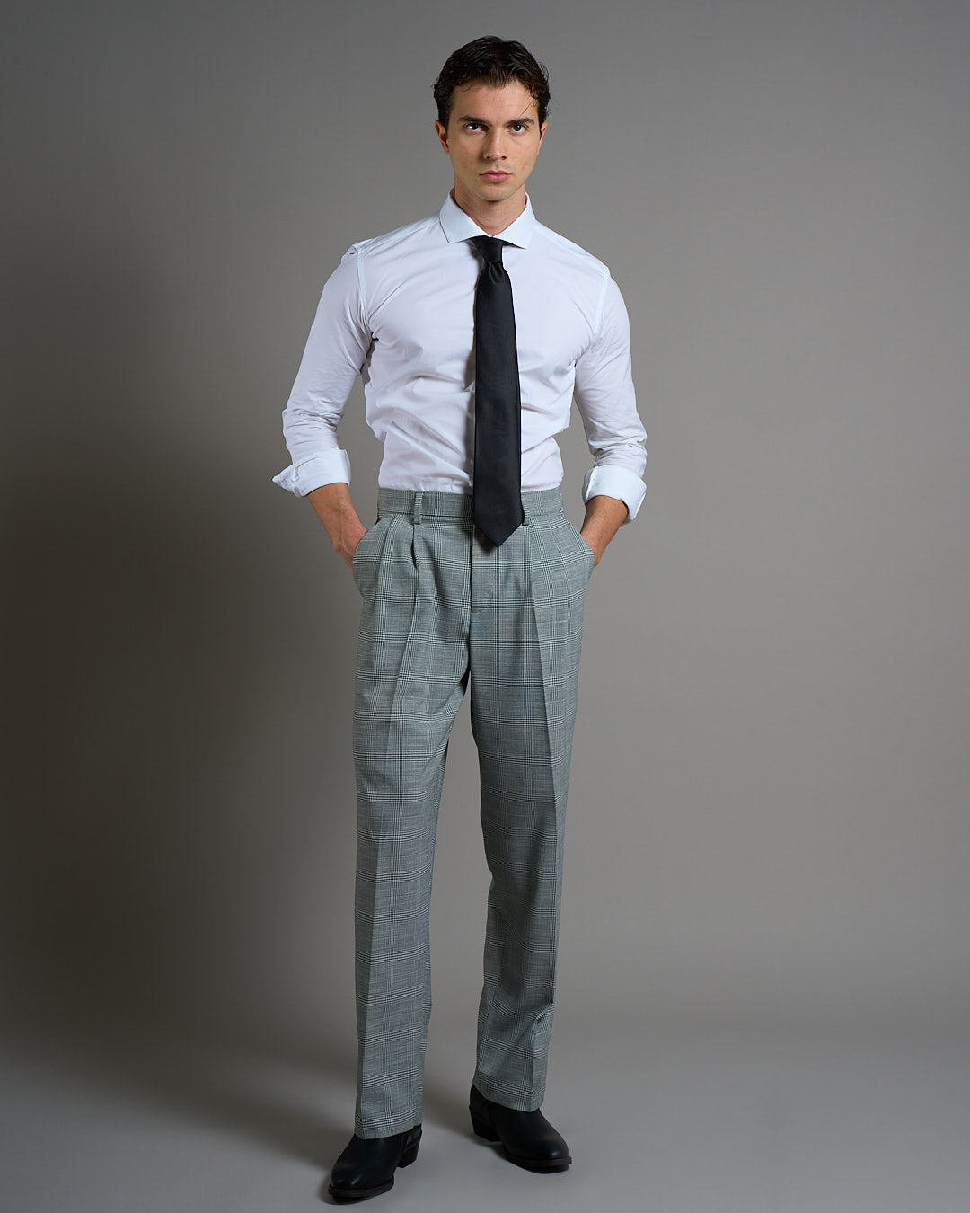 Pantalone Wide fit da completo Principe di Galles