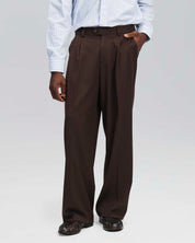 Pantalone wide leg strutturato moro