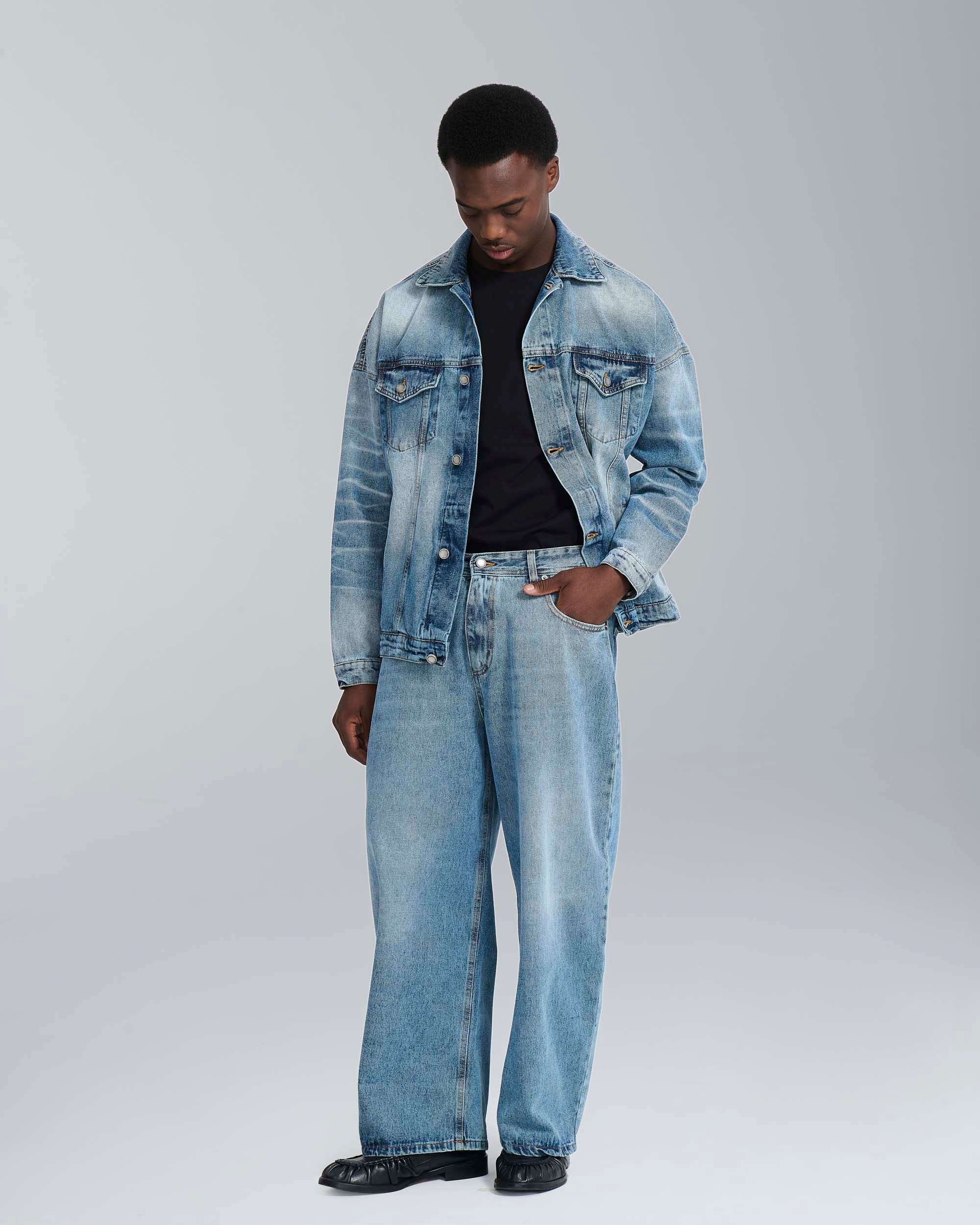 Jeans balloon fit marmorizzato