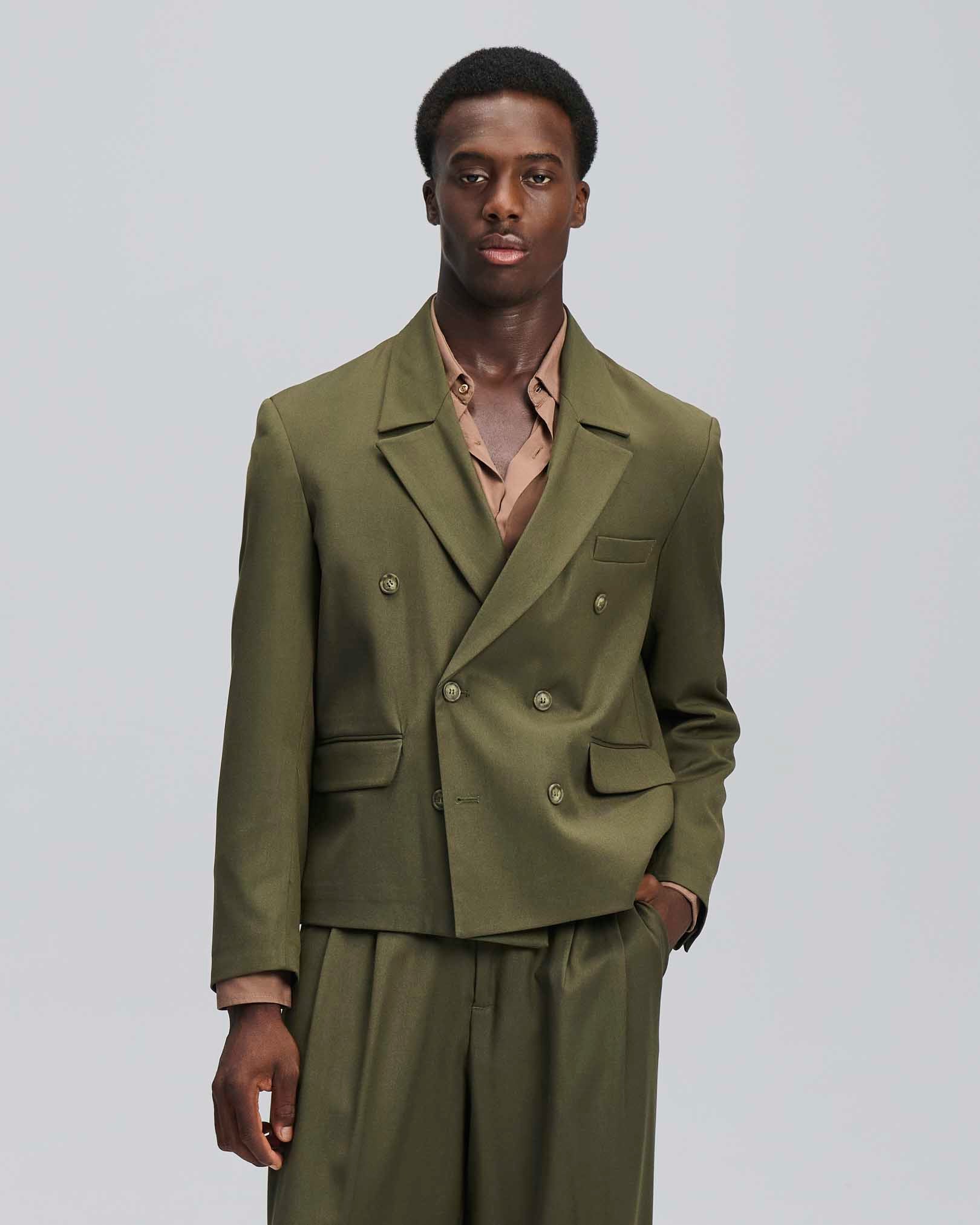 PRE ORDINE Giacca cropped doppiopetto verde