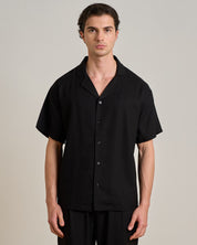 Camicia relax fit collo a bowling