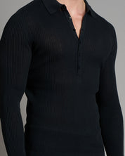 Polo a coste limited edition manica lunga