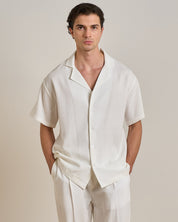 Camicia relax fit collo a bowling