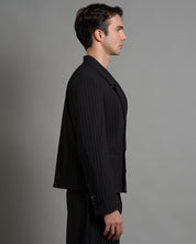 Giacca cropped doppiopetto gessata