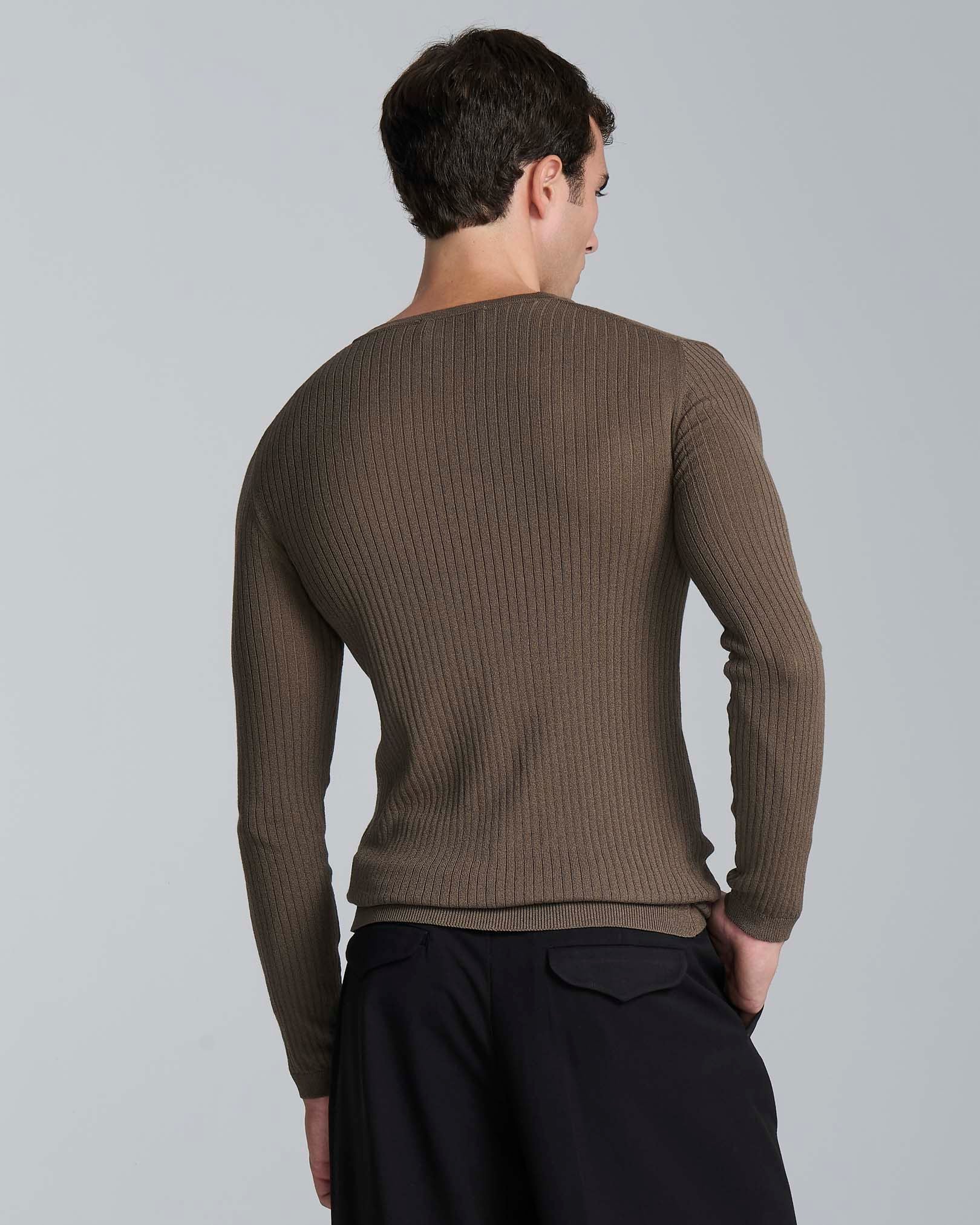 Cardigan girocollo a coste
