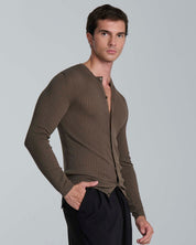 Cardigan girocollo a coste