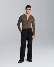 Cardigan girocollo a coste