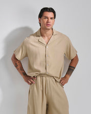 Camicia relax fit collo a bowling