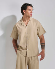 Camicia relax fit collo a bowling