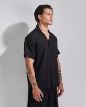 Camicia relax fit collo a bowling