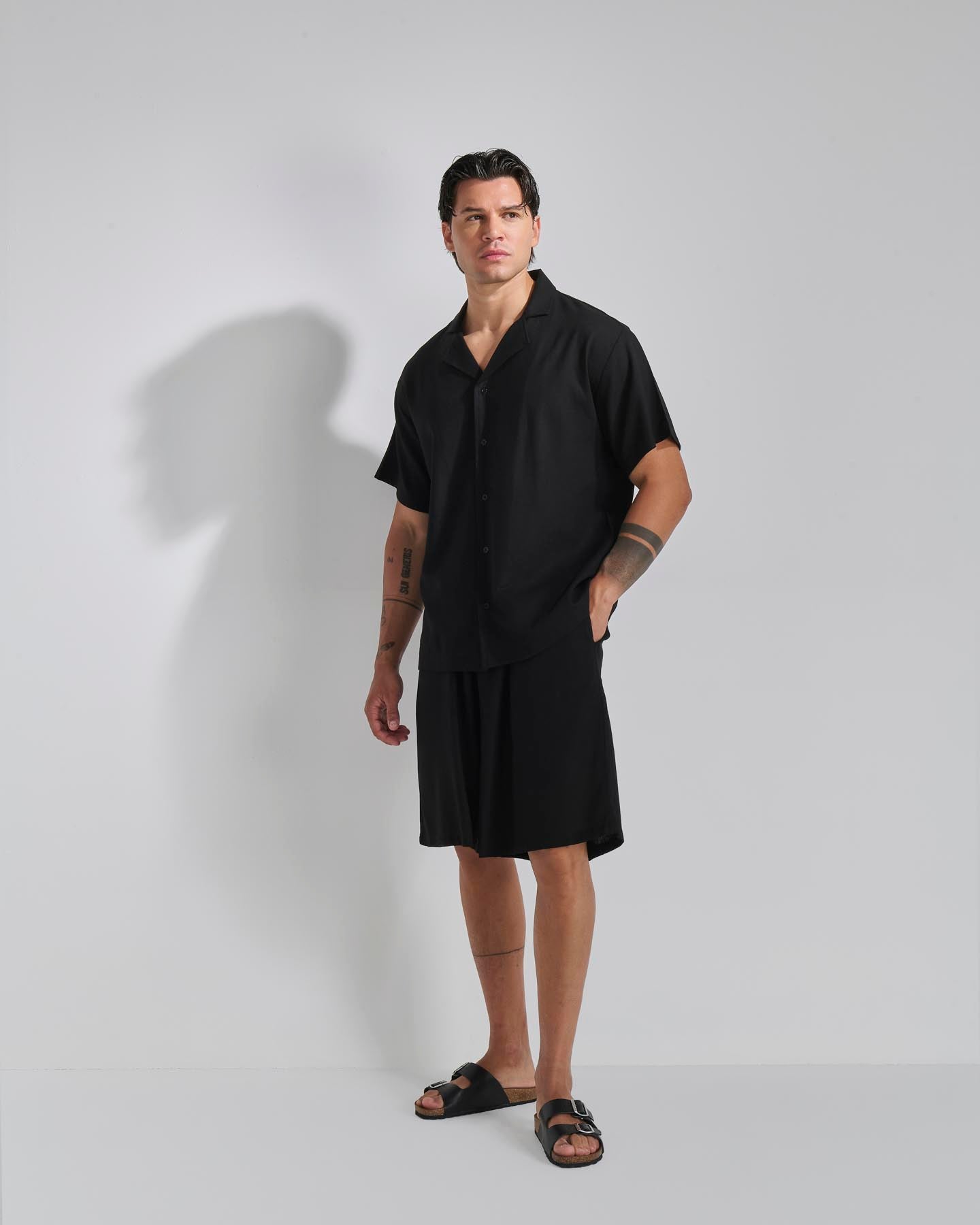 Camicia relax fit collo a bowling