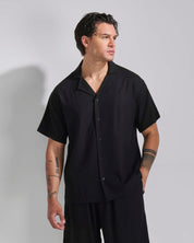 Camicia relax fit collo a bowling