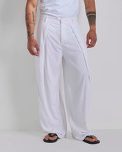 Pantalone Wide Fit con pieghe in lino