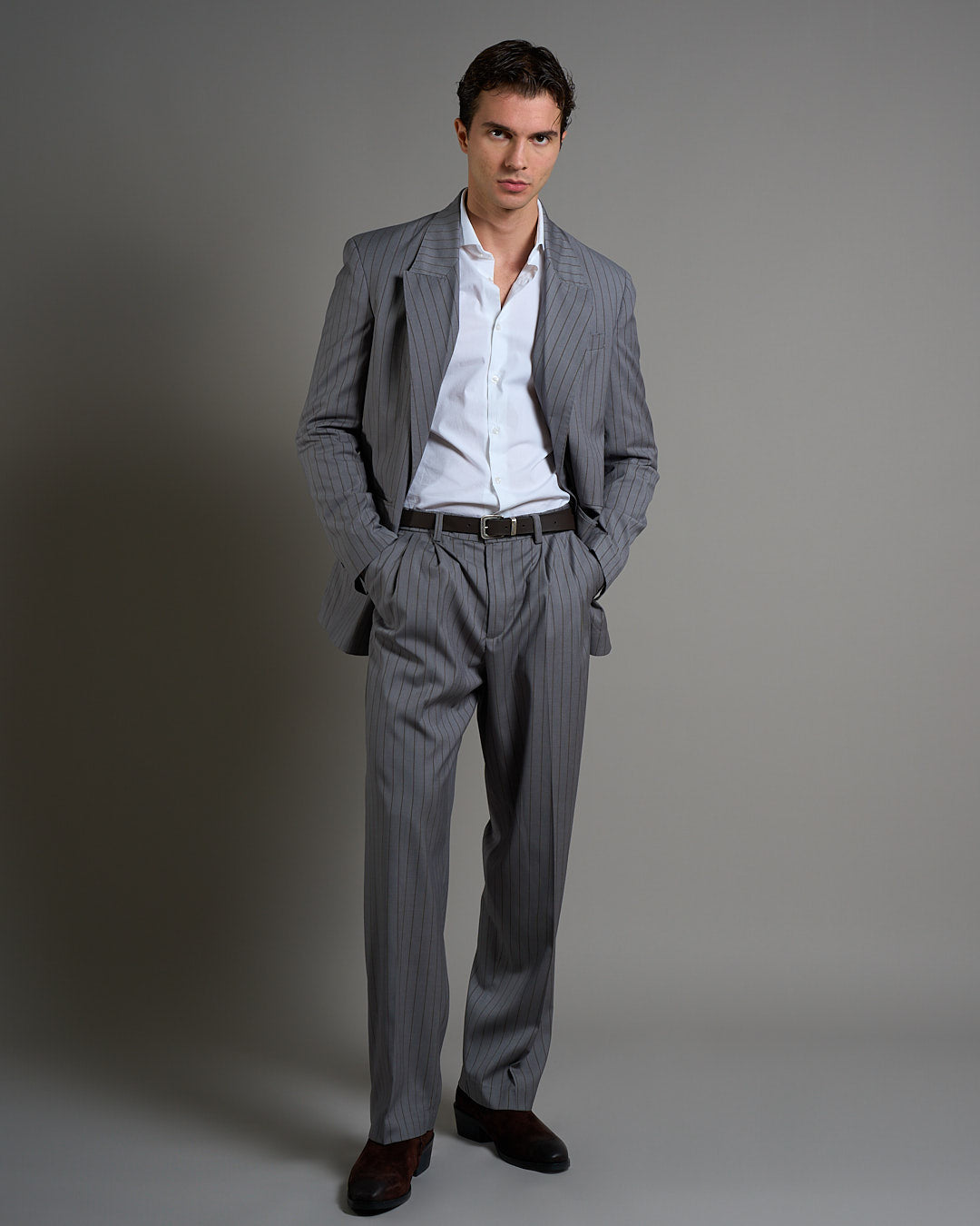 Pantalone Wide fit da completo Grigio Gessato